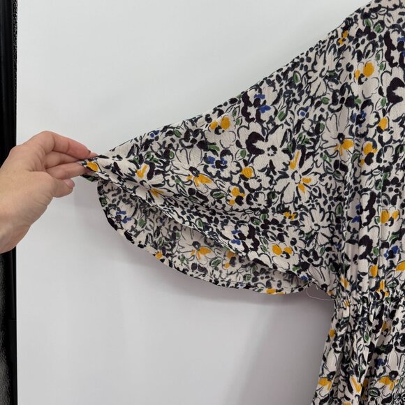 ANGIE Womens Floral Boho Tiered Dress Size M Flutter Sleeve Vintage 90s Flowy - Picture 5 of 8